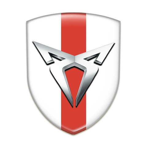 Seat Cupra Self Adhesive Car logo Emblem White with Red Band Silver Logo 
