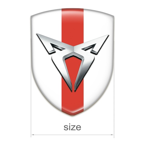 Seat Cupra Self Adhesive Car logo Emblem White with Red Band Silver Logo 