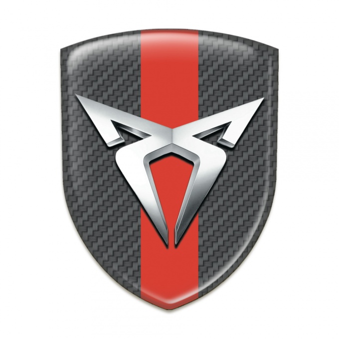Seat Cupra Emblem Badge Logo Carbon Print Red Band 