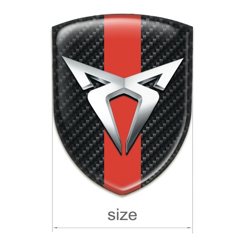 Seat Cupra Self Adhesive Emblem Logo Black Fibers Print Red Band 