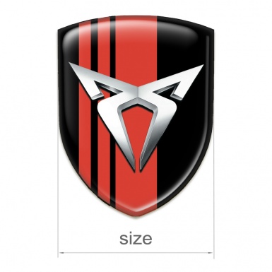 Seat Cupra 3D Gel Emblem Black with Red Tapes Silver logo 