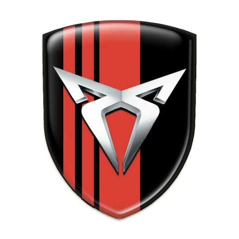 Seat Cupra 3D Gel Emblem Black with Red Tapes Silver logo 