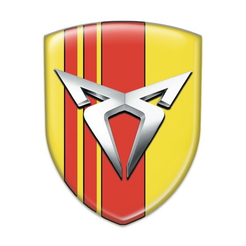 Seat Cupra Self Adhesive Car logo Emblem Yellow with Red tapes Silver Logo 