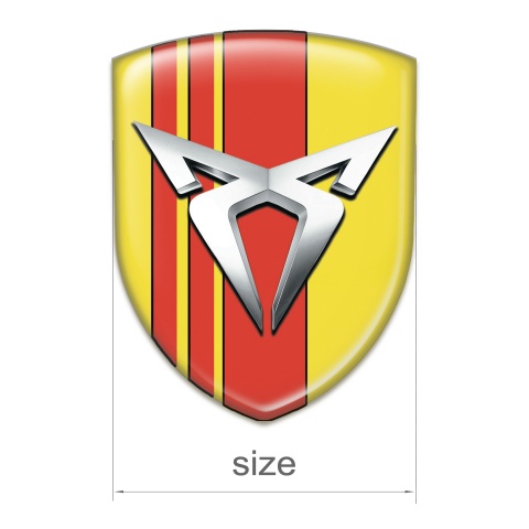 Seat Cupra Self Adhesive Car logo Emblem Yellow with Red tapes Silver Logo 