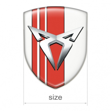 Seat Cupra Car Interior Badge White with Red Tapes Silver Logo 