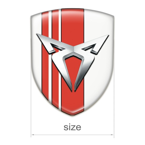 Seat Cupra Car Interior Badge White with Red Tapes Silver Logo 