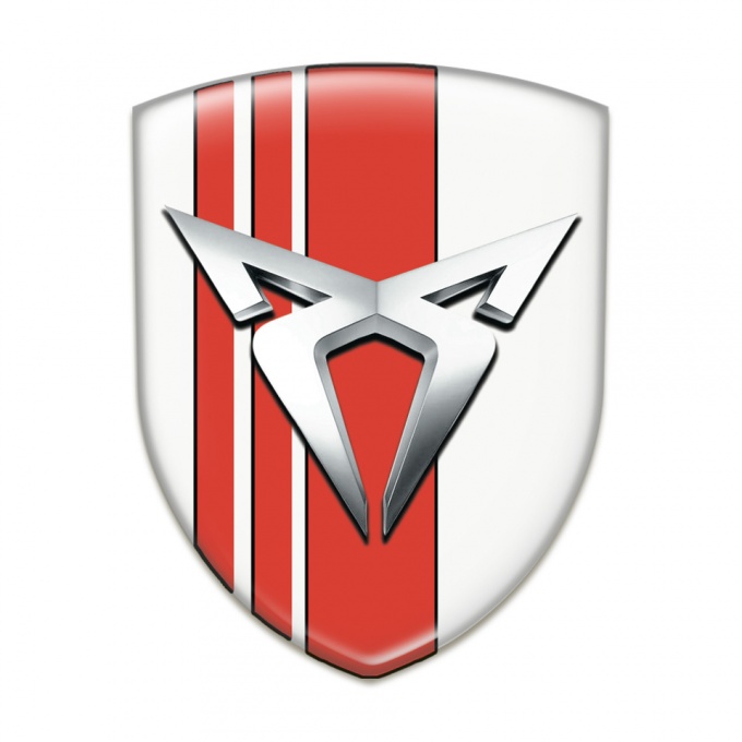 Seat Cupra Car Interior Badge White with Red Tapes Silver Logo 