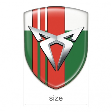 Seat Cupra Silicone Car Decal Badge Green White with Rede Tapes Type 
