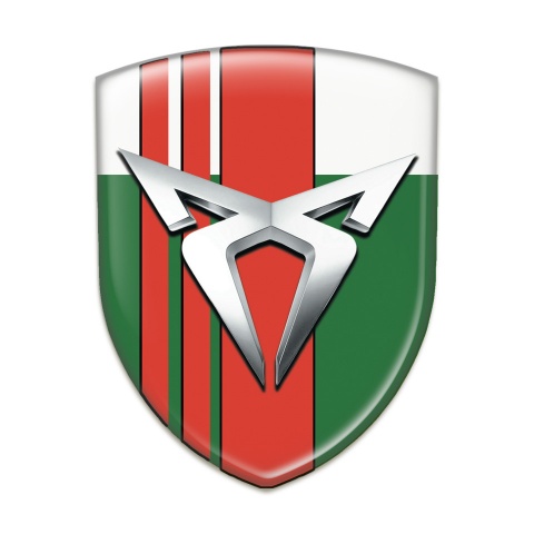 Seat Cupra Silicone Car Decal Badge Green White with Rede Tapes Type 