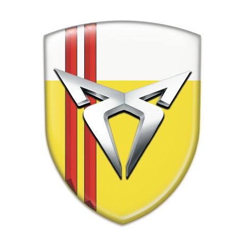 Seat Cupra Self Adhesive Car logo Emblem Yellow white with Red Lines Type 