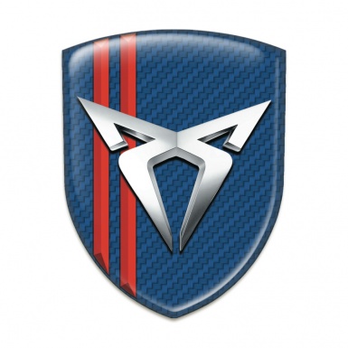 Seat Cupra Silicone Car Decal Badge naavy Blue Caarbon with Red Lines Type