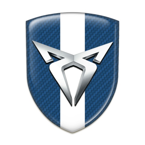 Seat Cupra Logo Emblem Navy Blue carbon with White Ribbon 