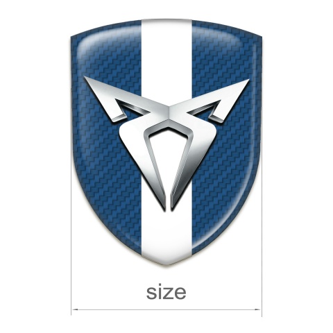 Seat Cupra Logo Emblem Navy Blue carbon with White Ribbon 