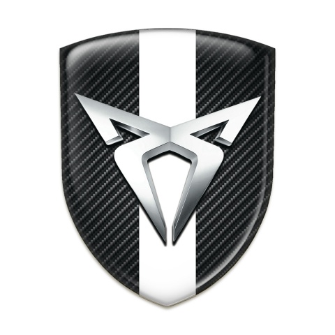 Seat Cupra Domed Emblem Black Fibers with White Ribbon 