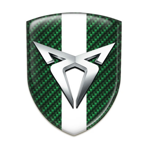 Seat Cupra Silicone Emblem Green Carbon with White Ribbon Style 