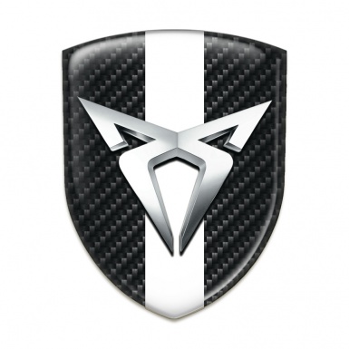 Seat Cupra Resin Sticker Dark Carbon with White Ribbon Style 