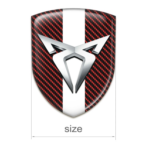 Seat Cupra 3D Gel Emblem Red Carbon with White Ribbon Style 