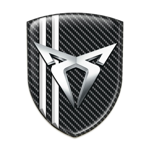 Seat Cupra Silicone Car Decal Badge Black carbon with White Lines style 