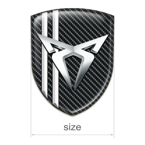 Seat Cupra Silicone Car Decal Badge Black carbon with White Lines style 