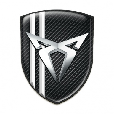 Seat Cupra Emblem Badge Logo Black Fibers with White Lines Style 