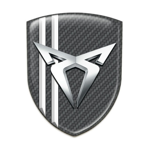 Seat Cupra Logo Emblem Carbon base with White Lines Style 
