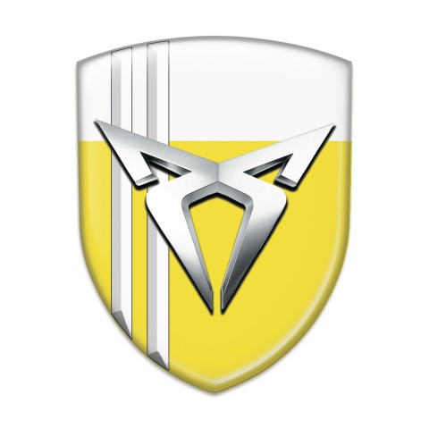 Seat Cupra Domed Emblem Yellow White with White Lines Style 