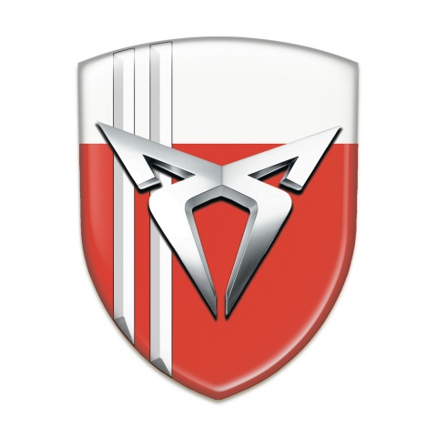 Seat Cupra Resin Sticker Red White with White Lines Style 