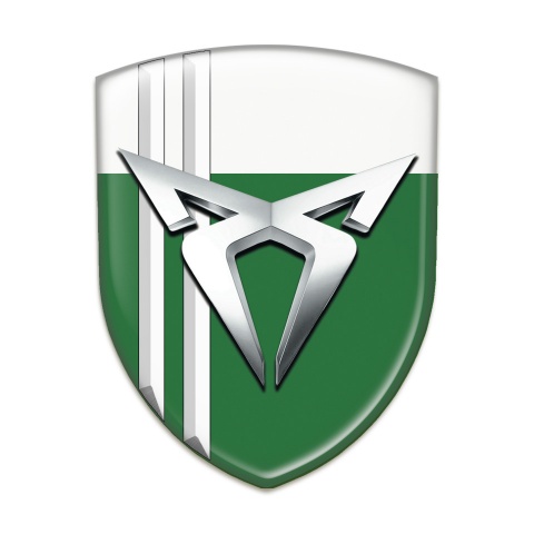 Seat Cupra 3D Gel Emblem Green White with White Lines Style 
