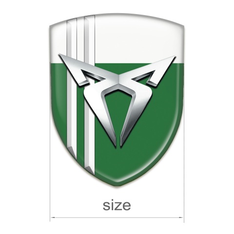 Seat Cupra 3D Gel Emblem Green White with White Lines Style 