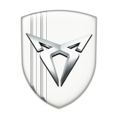 Seat Cupra Emblem Exterior White Decoration with Silver Logo 