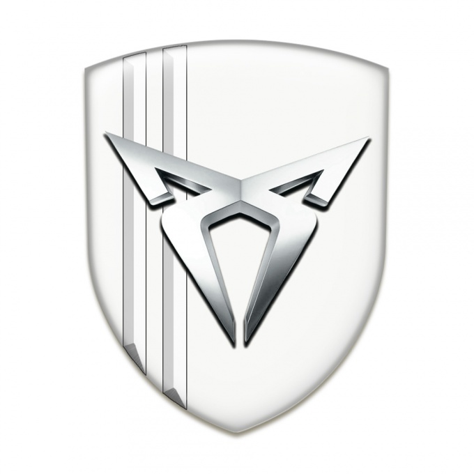 Seat Cupra Emblem Exterior White Decoration with Silver Logo 