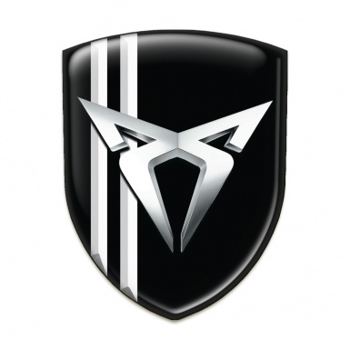 Seat Cupra Silicone Car Decal Badge Black with White Lines Style 