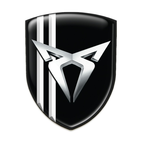 Seat Cupra Silicone Car Decal Badge Black with White Lines Style 