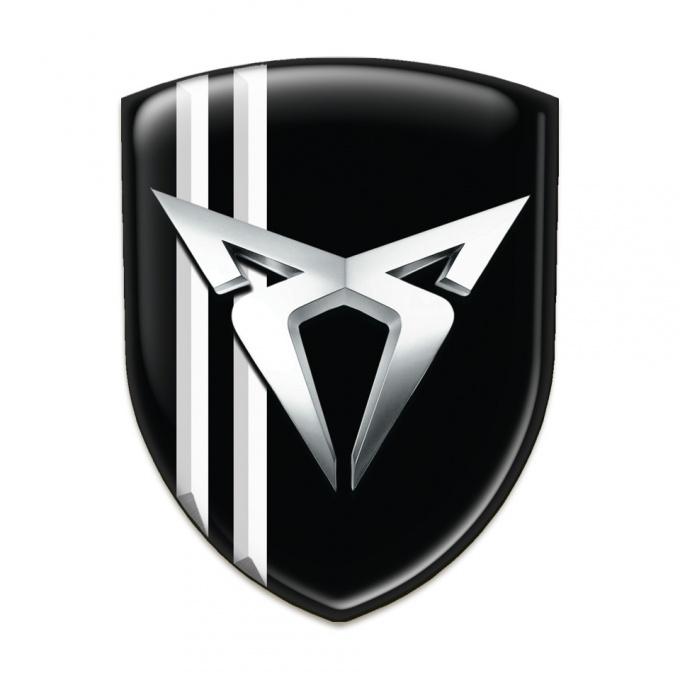 Seat Cupra Silicone Car Decal Badge Black with White Lines Style 