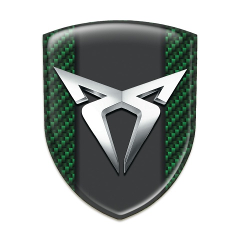 Seat Cupra Logo Emblem Green Carbon Base Silver Logo Edition 