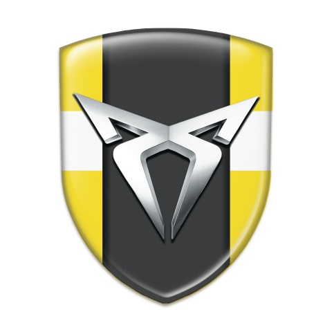 Seat Cupra Resin Sticker Yellow with White Tape Base Silver Logo 
