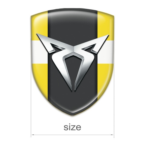 Seat Cupra Resin Sticker Yellow with White Tape Base Silver Logo 