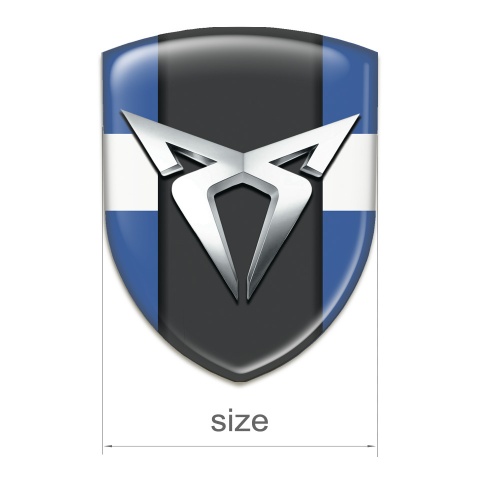 Seat Cupra 3D Gel Emblem Blue with White Tape Base Silver Logo 