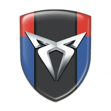 Seat Cupra Emblem Badge Logo Blue Red Version with Silver Logo 