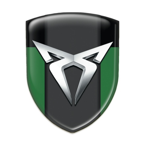 Seat Cupra 3D Gel Emblem Green Black Version with Silver Logo 