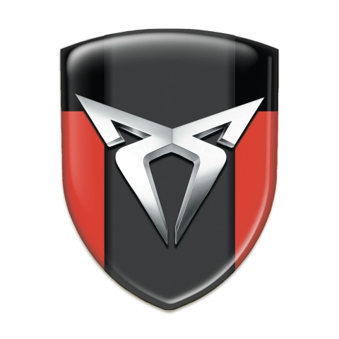 Seat Cupra 3D Gel Emblem Red Black Version with Silver Logo 