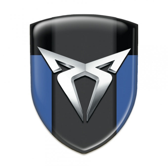 Seat Cupra Emblem Exterior Blue Black Version with Silver Logo 