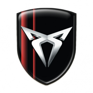 Seat Cupra Tuning Badge  Black with Red Lines Base and Silver Logo 