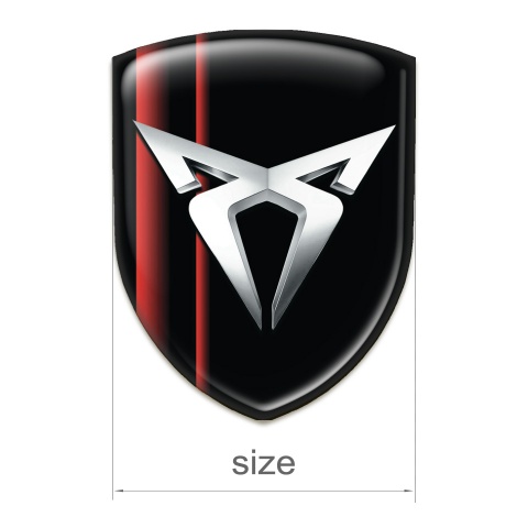 Seat Cupra Tuning Badge  Black with Red Lines Base and Silver Logo 