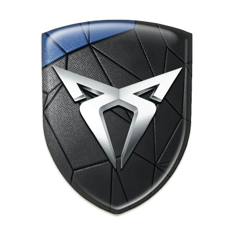 Seat Cupra Tuning Emblem Black Blue Mosaic Effect and Silver Logo 