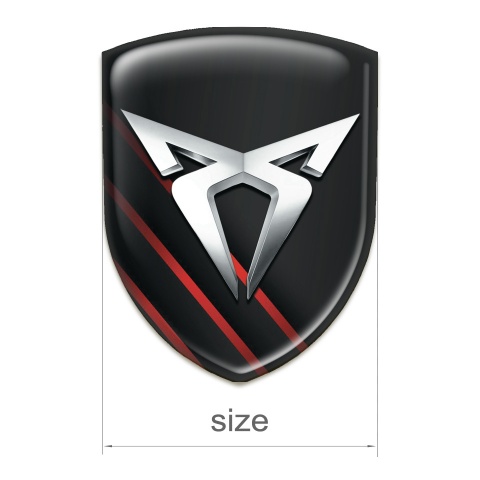 Seat Cupra 3D Gel Emblem Black with Diagonal Red Lines 