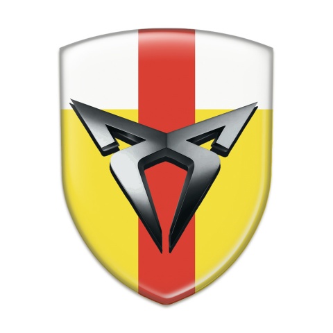 Seat Cupra Silicone Car Decal Badge Yellow White With Red Tape Base 