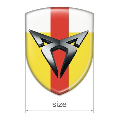 Seat Cupra Silicone Car Decal Badge Yellow White With Red Tape Base 