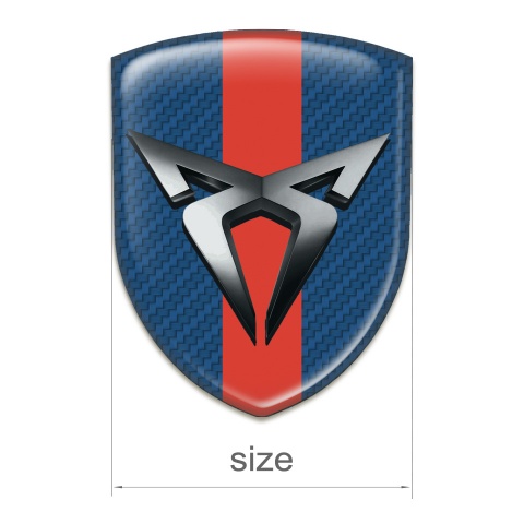 Seat Cupra Silicone Car Decal Badge Navy Blue Carbon with Red tape 