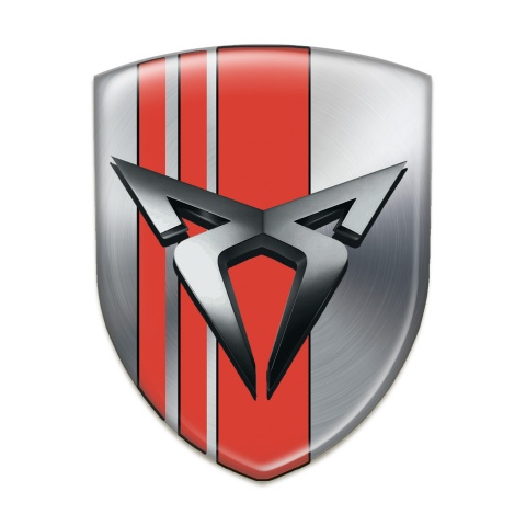 Seat Cupra Domed Emblem Silver Base with Red bands 